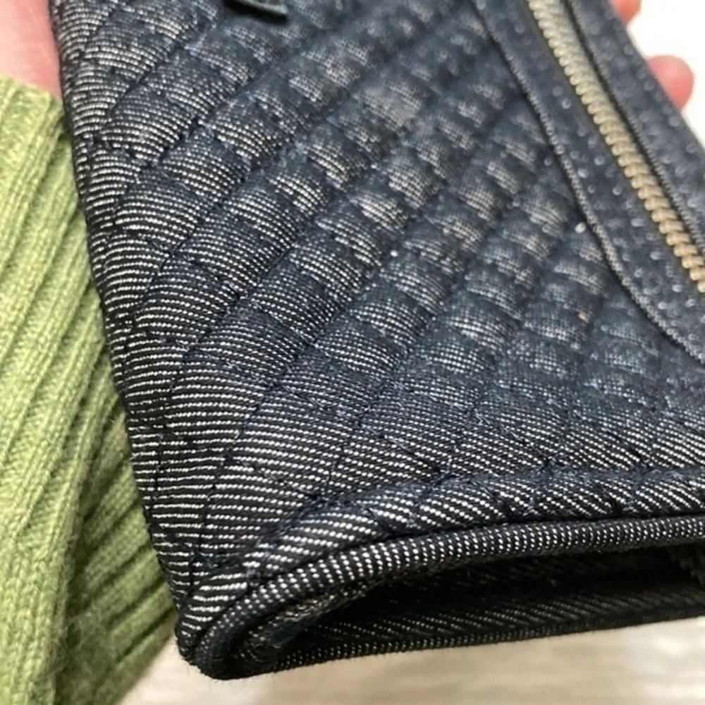 Vera Bradley dark denim zipper quilted wristet wallet